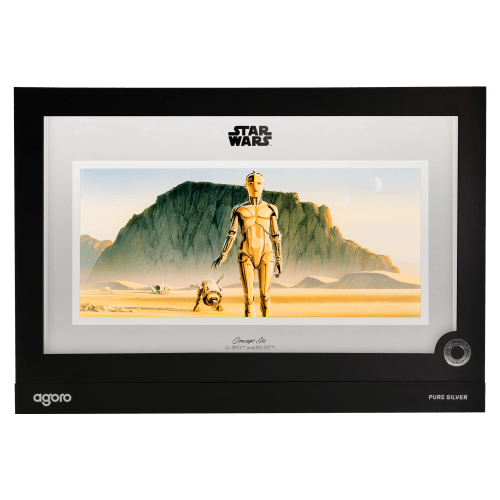 1 oz Star Wars Concept Art: C-3PO and R2D2 Colourized Silver Foil | Agoro by New Zealand Mint