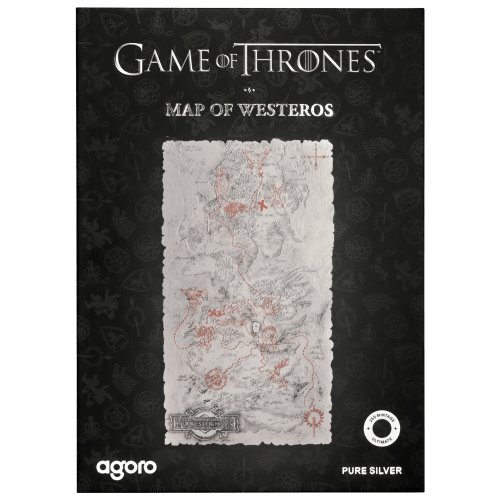 5 oz Game of Thrones: Map of Westeros Shaped Antiqued Silver Coin | Agoro by New Zealand Mint