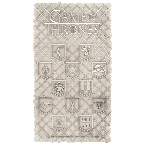 5 oz Game of Thrones: Map of Westeros Shaped Antiqued Silver Coin | Agoro by New Zealand Mint