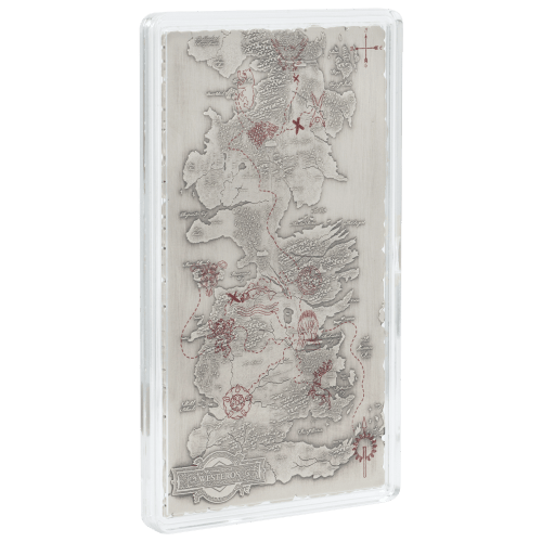 5 oz Game of Thrones: Map of Westeros Shaped Antiqued Silver Coin | Agoro by New Zealand Mint