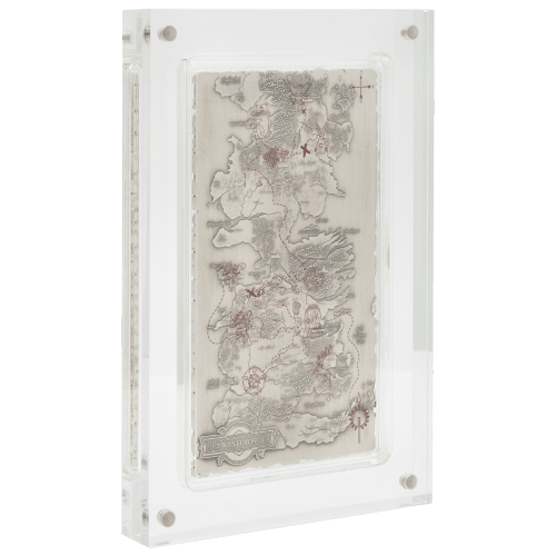 5 oz Game of Thrones: Map of Westeros Shaped Antiqued Silver Coin | Agoro by New Zealand Mint