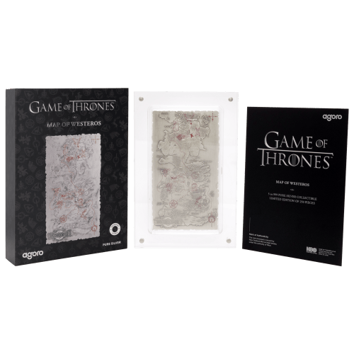 5 oz Game of Thrones: Map of Westeros Shaped Antiqued Silver Coin | Agoro by New Zealand Mint