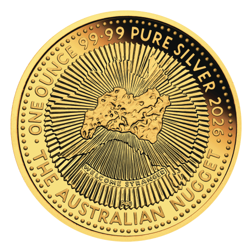 1 oz Hobart Money Expo ANDA Show: Australian Nugget Gold Plated Proof Silver Coin | Perth Mint
