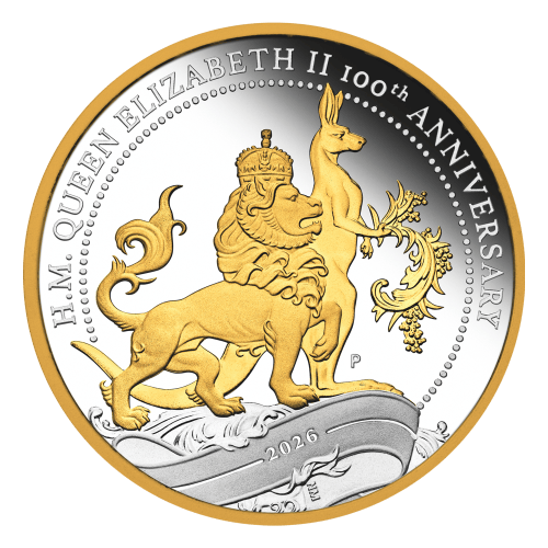 1 oz 2026 100th Anniversary of the Birth of Queen Elizabeth II Gilded Proof Silver Coin | Perth Mint