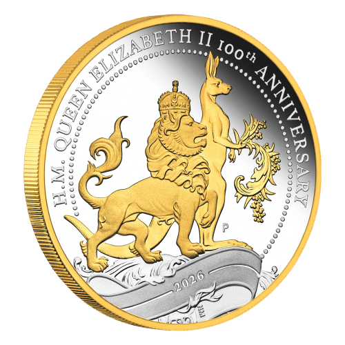 1 oz 2026 100th Anniversary of the Birth of Queen Elizabeth II Gilded Proof Silver Coin | Perth Mint