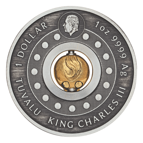 1 oz 2026 Lunar Year of the Horse Rotating Charm Antiqued Silver Coin | Perth Mint