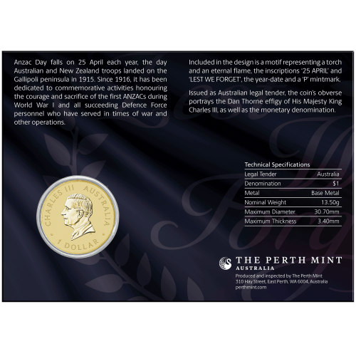 $1 2026 Anzac Day Bronze Coin in Card | Perth Mint