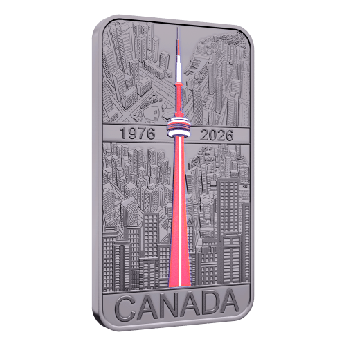 1 oz 2026 50th Anniversary of the CN Tower Proof Rectangular Silver Coin | Royal Canadian Mint