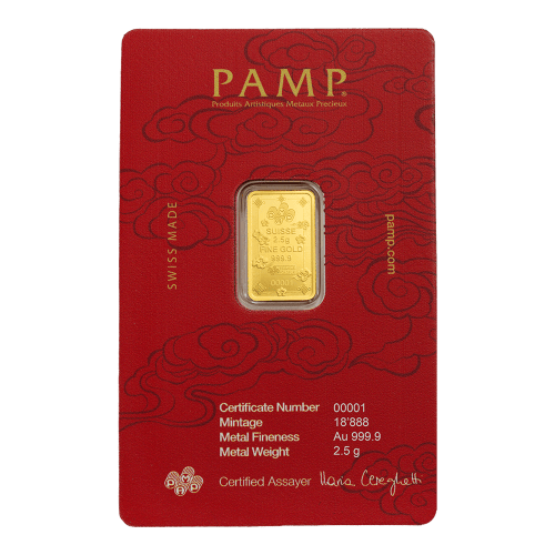 2.5 gram Lucky Cat Gold Bar | PAMP Suisse