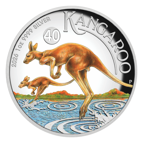 1 oz 2026 Australian Kangaroo High Relief Colourized Proof Silver Coin | Perth Mint