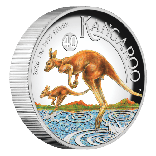 1 oz 2026 Australian Kangaroo High Relief Colourized Proof Silver Coin | Perth Mint