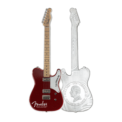 1 oz 2026 75th Anniversary Fender Telecaster Mystery Box Silver Coin | PAMP Suisse