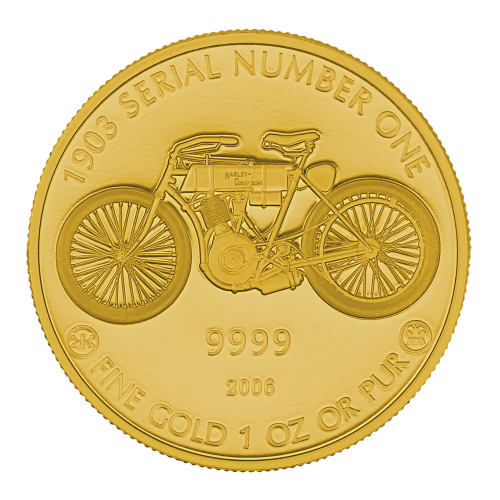 1 oz 2006 Harley Davidson: 1903 Serial Number One Motorcycle 0081/1903 Commemorative Gold Round | Royal Canadian Mint