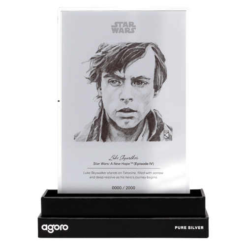 5 gram Star Wars Sketch Series: Luke Skywalker Proof Silver Foil | Agoro by New Zealand Mint