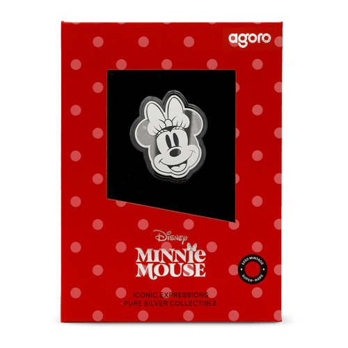 1/2 oz Disney Iconic Expressions: Minnie Mouse Shaped Proof Silver Coin | Agoro by New Zealand Mint