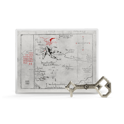 The Hobbit Trilogy: Artifacts of Middle Earth Thorin's Map and Key Silver Coin and Foil Set | Agoro by New Zealand Mint