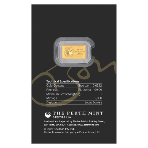 1 gram 2026 Bon Scott 80th Anniversary Gold Bar in Card | Perth Mint