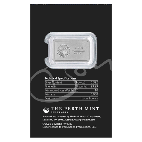 10 gram 2026 Bon Scott 80th Anniversary Silver Bar in Card | Perth Mint