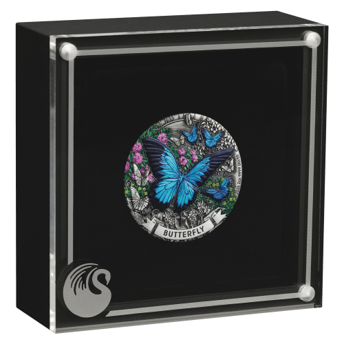2 oz 2026 Butterfly Colourized Antiqued Silver Coin | Perth Mint