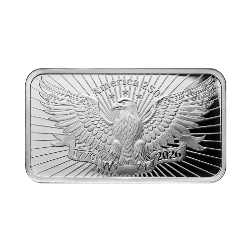 1 oz 250th Anniversary of the United States: Heraldic Bald Eagle Silver Bar | PAMP Suisse