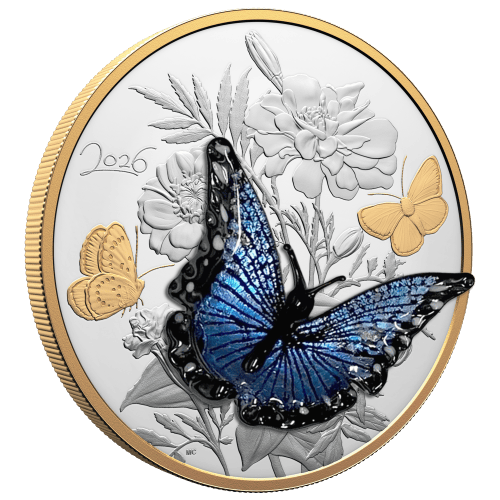 500 gram 2026 Murano Silvery Blue Butterfly Proof Silver Coin | Royal Canadian Mint