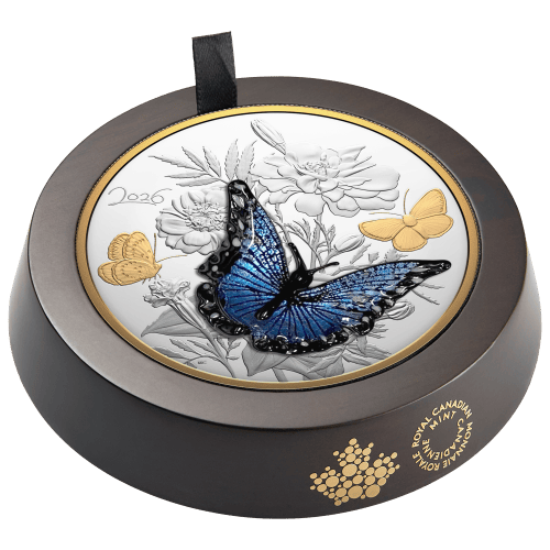 500 gram 2026 Murano Silvery Blue Butterfly Proof Silver Coin | Royal Canadian Mint