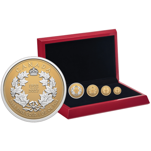 Set of 4 x 2027 125th Anniversary of The Coronation of King Edward VII Reverse Proof Fractional Gold Coins | Royal Canadian Mint