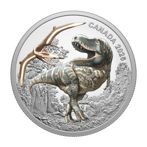 1 oz 2026 Blacklight Technology: T. Rex Colourized Proof Silver Coin | Royal Canadian Mint
