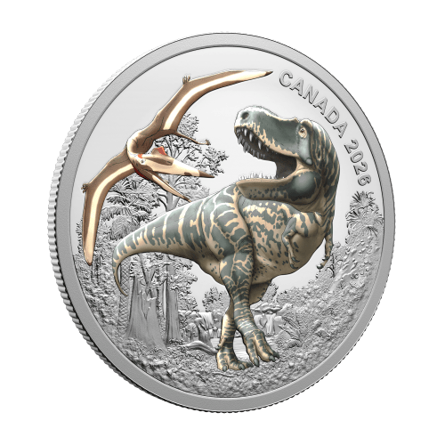 1 oz 2026 Blacklight Technology: T. Rex Colourized Proof Silver Coin | Royal Canadian Mint