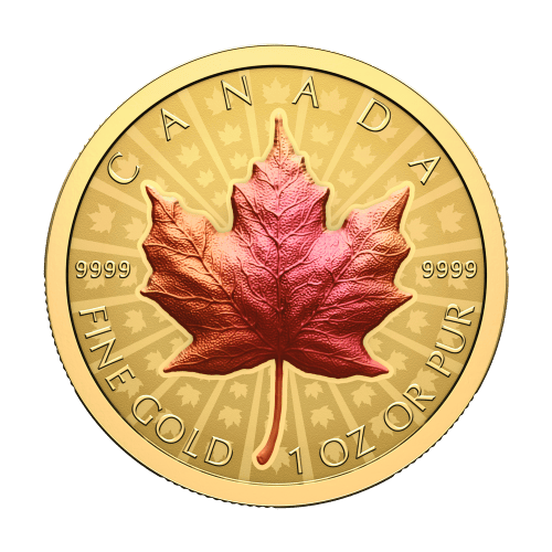 1 oz 2026 Ultra High Relief Maple Leaf Colourized Reverse Proof Gold Coin | Royal Canadian Mint