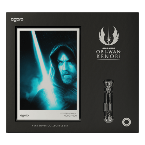 1/2 oz Star Wars: Obi Wan Kenobi Foil and Lightsaber Shaped Silver Coin Set | Agoro by New Zealand Mint