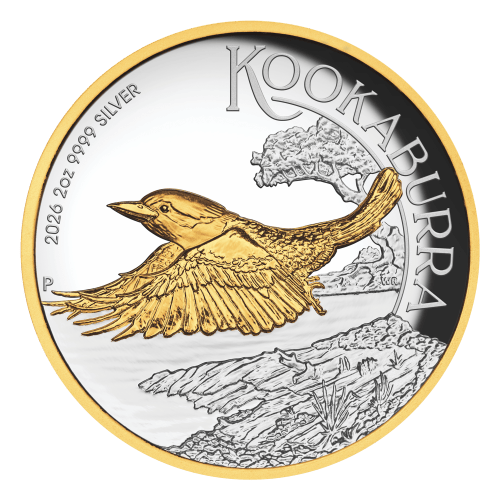 2 oz 2026 Australian Kookaburra High Relief Gilded Proof Silver Coin | Perth Mint