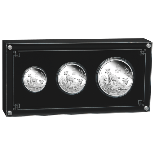 Set of 3 x 2027 Lunar Year of the Goat Proof Silver Coins | Perth Mint