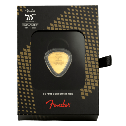 5 gram 2026 75th Anniversary Fender Telecaster Guitar Pick Shaped Gold Coin | PAMP Suisse