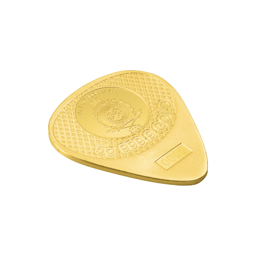5 gram 2026 75th Anniversary Fender Telecaster Guitar Pick Shaped Gold Coin | PAMP Suisse