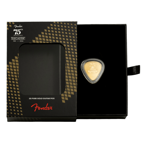 5 gram 2026 75th Anniversary Fender Telecaster Guitar Pick Shaped Gold Coin | PAMP Suisse