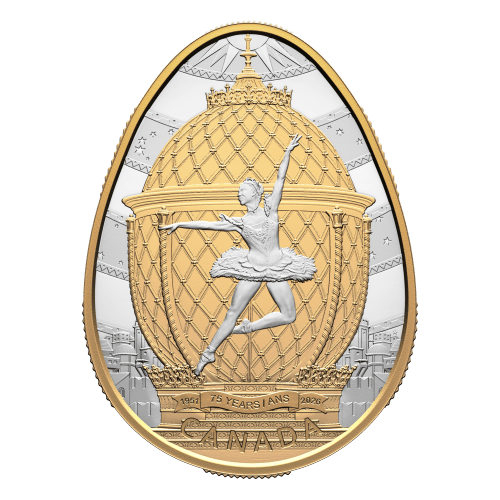 2026 75th Anniversary of the National Ballet of Canada Golden Egg Shaped Proof Silver Coin | Royal Canadian Mint
