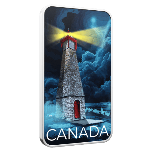 1 oz 2026 Haunted Canada: Gibraltar Point Lighthouse Black Light Technology Colourized Rectangular Proof Silver Coin | Royal Canadian Mint