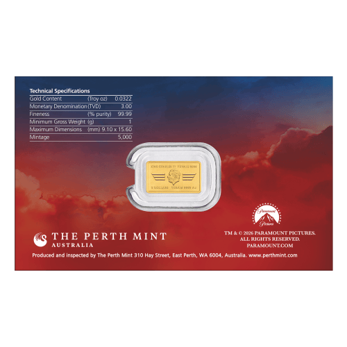 1 gram 2026 40 Years of Top Gun Rectangular Gold Coin in Card | Perth Mint
