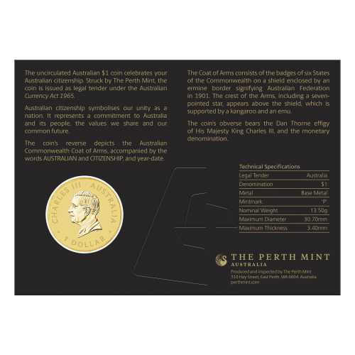 $1 2027 Australian Citizenship Bronze Coin in Card | Perth Mint