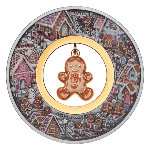 2 oz 2026 Christmas Gingerbread Antiqued Silver Coin | Perth Mint