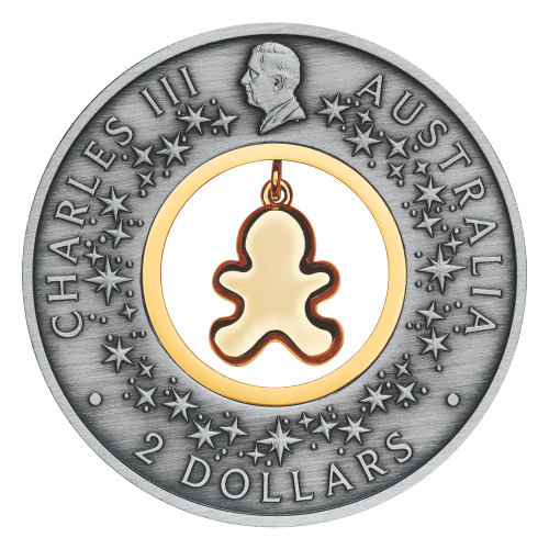 2 oz 2026 Christmas Gingerbread Antiqued Silver Coin | Perth Mint