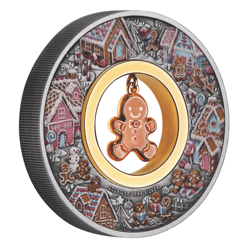 2 oz 2026 Christmas Gingerbread Antiqued Silver Coin | Perth Mint