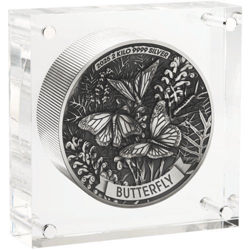 2 kilo 2025 Butterfly High Relief Antiqued Silver Coin | Perth Mint