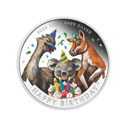 1/2 oz 2026 Happy Birthday Australian Animals Colourized Silver Coin in Card | Perth Mint