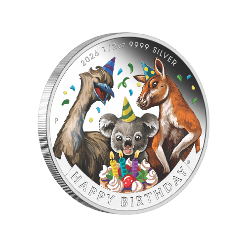 1/2 oz 2026 Happy Birthday Australian Animals Colourized Silver Coin in Card | Perth Mint