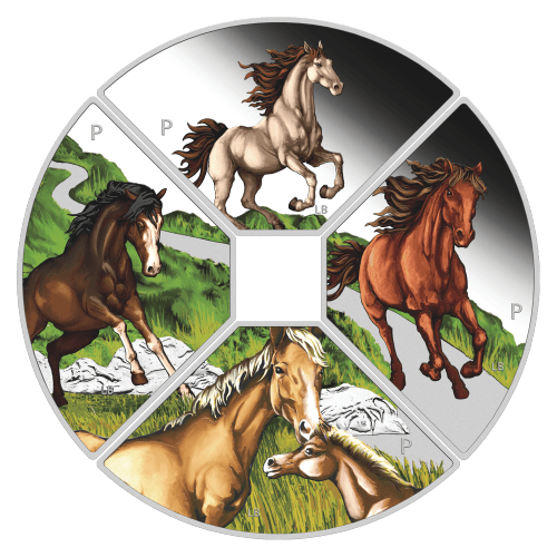 Set of 4 x 1 oz 2026 Lunar Year of the Horse Quadrant Colourized Proof Silver Coins | Perth Mint