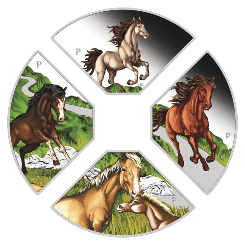 Set of 4 x 1 oz 2026 Lunar Year of the Horse Quadrant Colourized Proof Silver Coins | Perth Mint