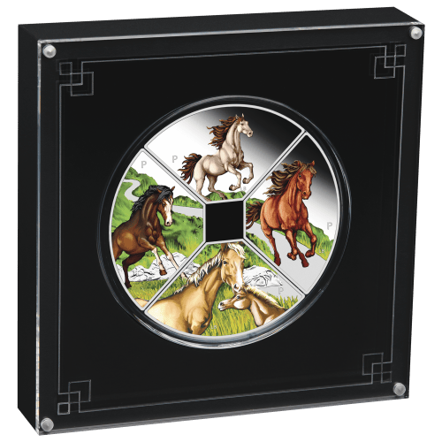 Set of 4 x 1 oz 2026 Lunar Year of the Horse Quadrant Colourized Proof Silver Coins | Perth Mint