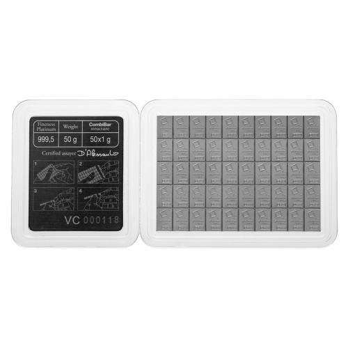 50 gram (50 x 1 g) Platinum CombiBar | Valcambi
